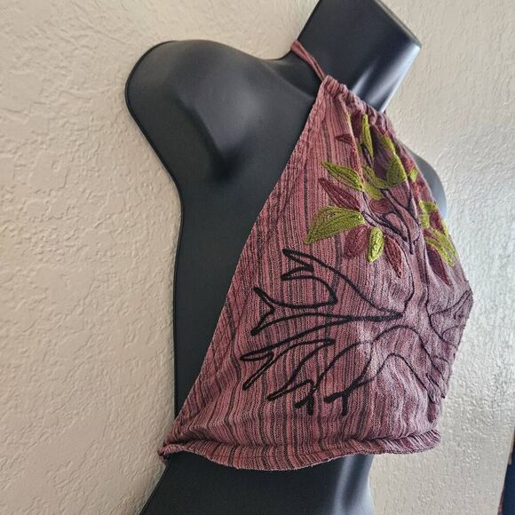 Lakhays Tree of Life Y2K Embroidered Crop Top - Picture 3 of 9